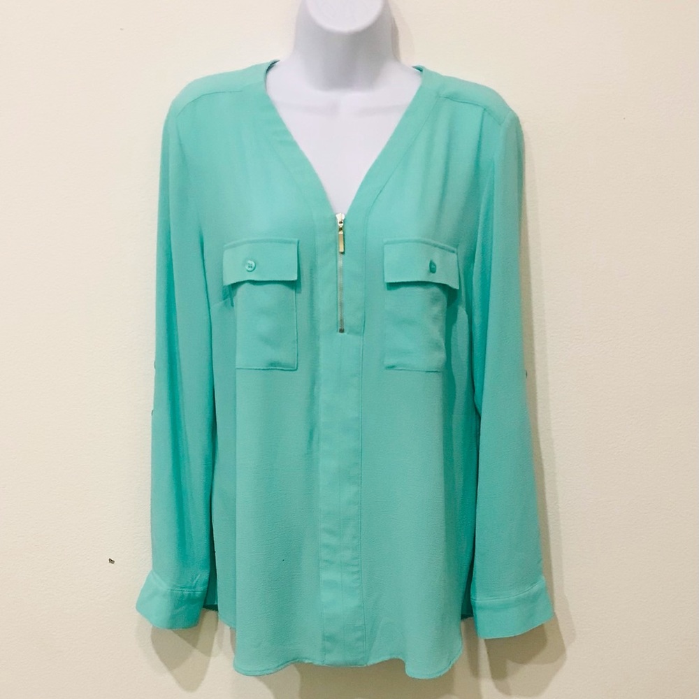 Studio Works Mint Green Long Sleeve Blouse Size Medium